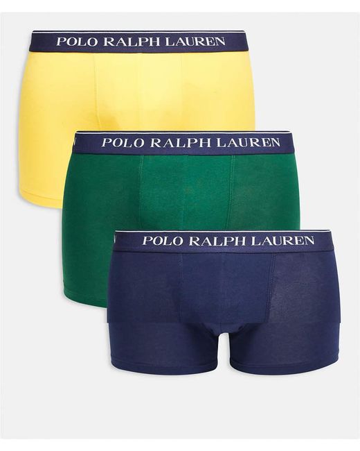 Pack De 3 Calzoncillos Clásicos De Color Verde Oscuro, Amarillo Y Azul Marino Con Cinturillas Con Logo Blanco De Polo Ralph Lauren de hombre de color Yellow