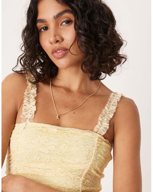 ASOS Natural – gerafftes spitzen-minikleid