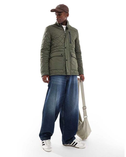 Threadbare Blue Quilted Jacket for men