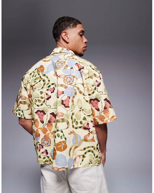 ASOS Gray Boxy Oversized Printed Shirt for men