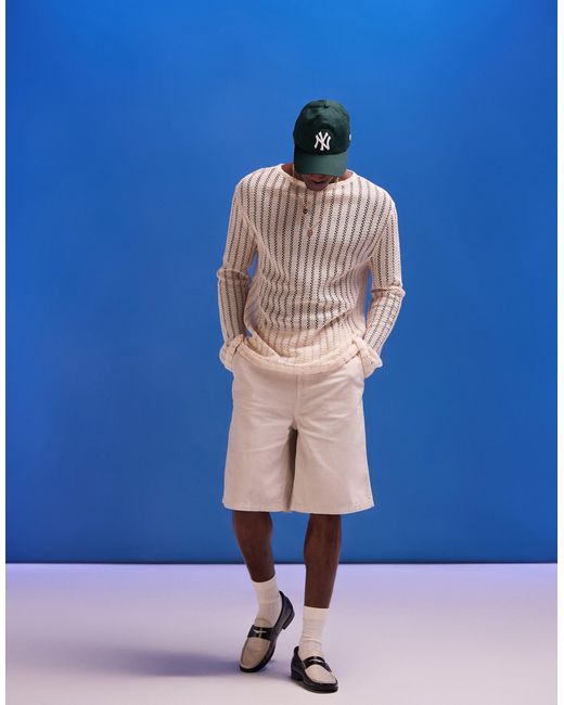 ASOS – jort-shorts aus leinen in Blue für Herren