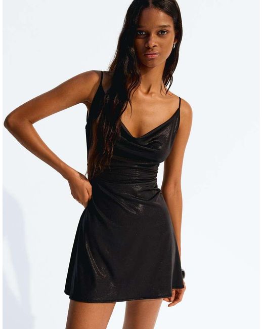 Bershka Mini Dress With Shiny Straps in Black | Lyst UK Bershka Mini Dress With Shiny Straps in Black | Lyst UK