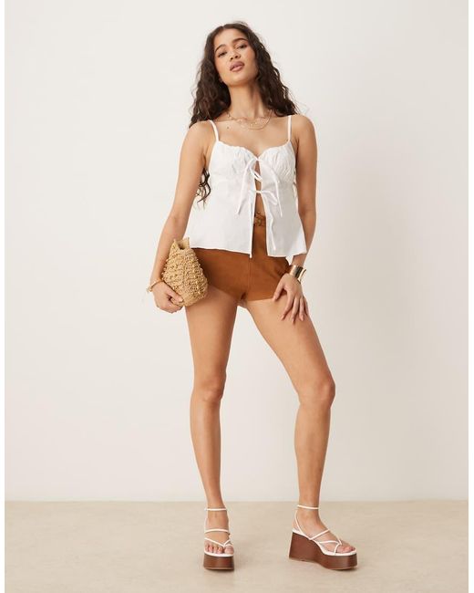 Glamorous White Tie Front Tops