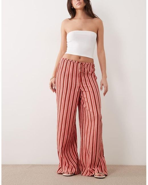 Wednesday's Girl Red Wednesdays Girl Wide Leg Tie Detail Trouser