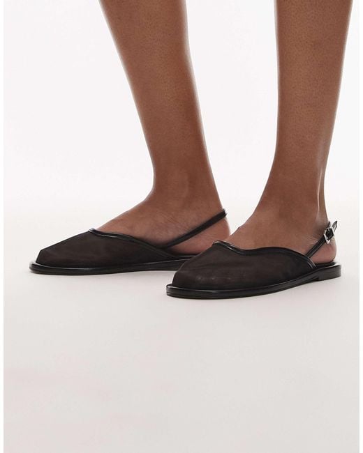 TOPSHOP Brown Bailey Mesh Slingback Ballet Flats