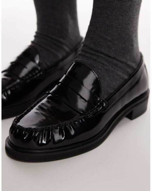 TOPSHOP Brown Carter Loafers With Ruched Detail