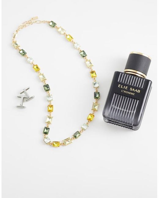 ASOS Metallic Crystal Stone Set Necklace for men