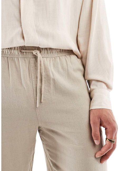 Threadbare Natural Linen Mix Relaxed Pants for men