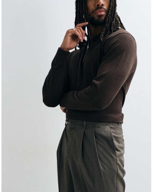 ASOS Black Smart Wide Leg Trousers With Double Pleats for men
