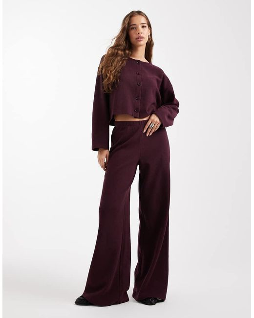 Miss Selfridge Red Brushed Rib Co-ord Trouser