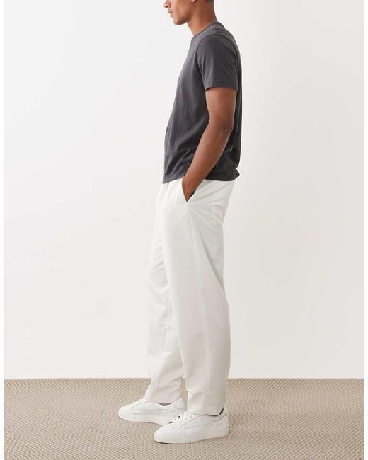ASOS White Tailored Pleated Oversized Tapered Pants for men