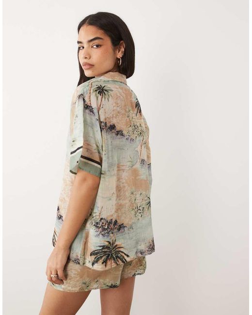 ASOS Natural Poppy Beach Sheer Cotton Supersized Cover Up Shirt