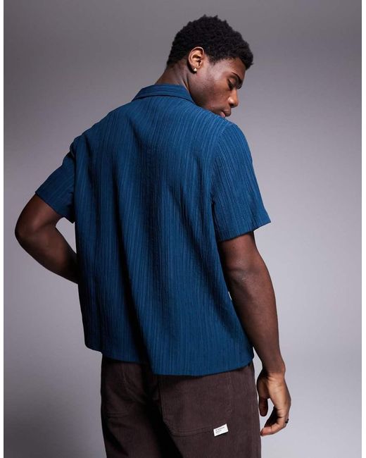 Camicia Testurizzata Con Rever di ASOS in Blue da Uomo