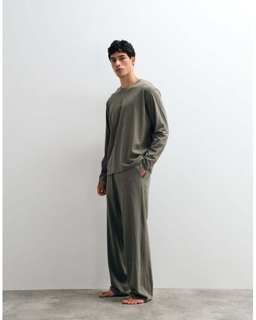 Jack & Jones Gray Pyjama Top And Bottoms Set for men