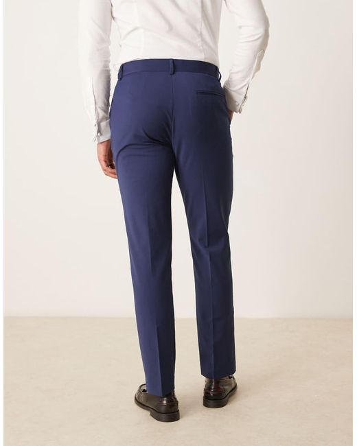 ASOS Blue Washable Slim Suit Trousers With Lightweight Worsted Wool for men