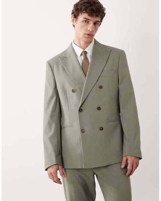 ASOS Green Double Breasted Slim Suit Jacket for men