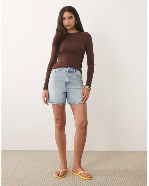 ASOS Brown Clean Fitted Long Sleeve Top