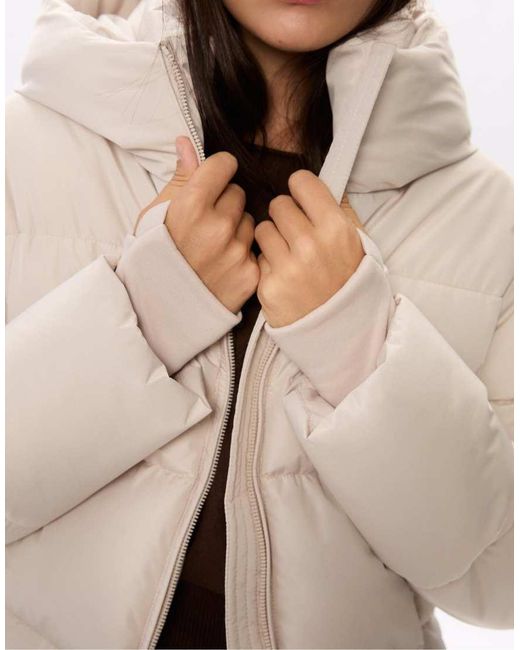Stradivarius Natural Puffer Jacket With Hood