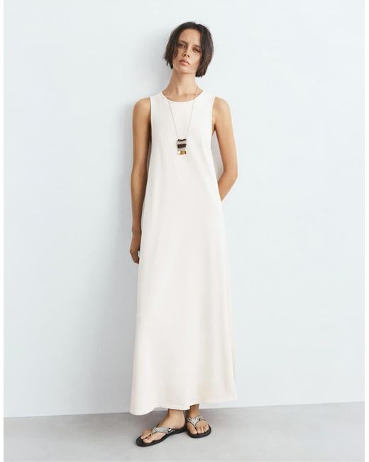 Pull&Bear White Long T-shirt Dress