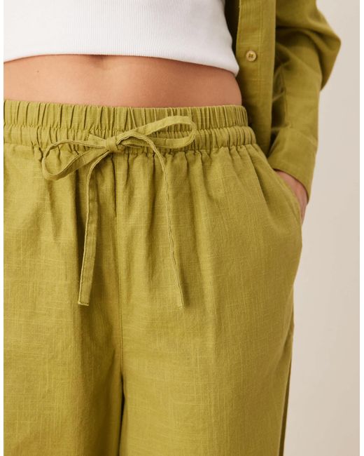 ASOS Green Linen Look Pull On Trousers Co-Ord