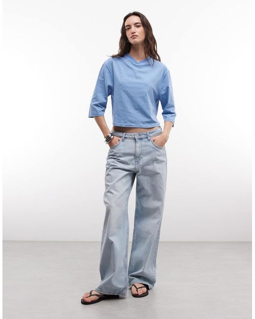 Reclaimed Vintage Blue High V Neck Sleeve