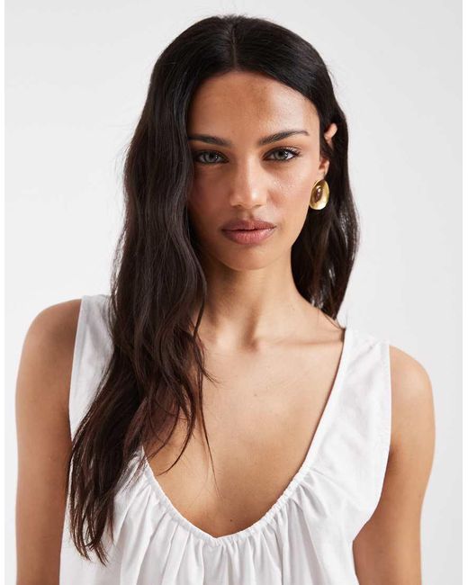 ASOS White Lace Trim V Neck Mini Dress