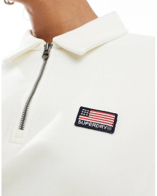 Superdry White – athletic essentials – pullover