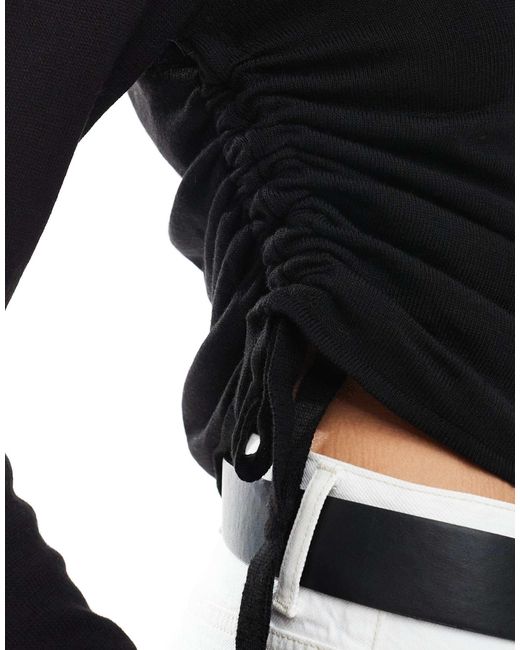 ASOS Black Knitted T-shirt With Shoulder Pads