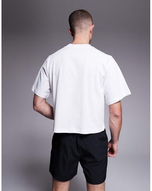 4505 White Cotton Cropped Lifting T-shirt With Quick Dry Finish for men