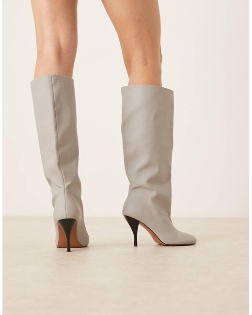 ASOS Natural Charisma Wide Pull On Heeled Knee Boots