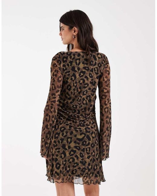 JJXX Brown Wide Sleeve Mini Dress