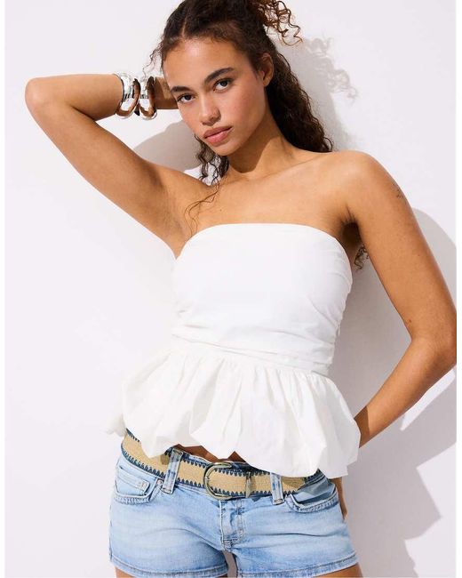 Stradivarius Blue Raffia Belt With Topstitching