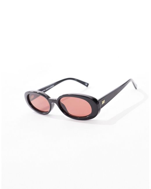 X asos - outta love - occhiali da sole ovali neri con lenti rosa di Le Specs in Brown