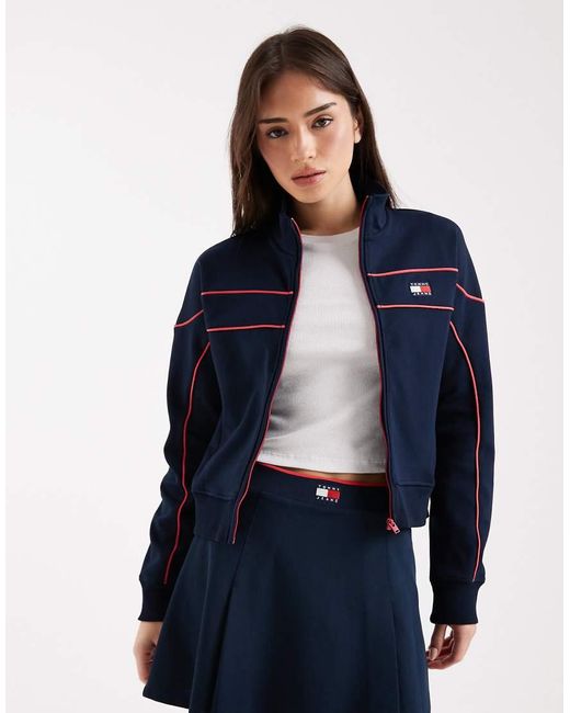Tommy Hilfiger Blue Badge Logo Zip Through Jacket Co-ord With Piping