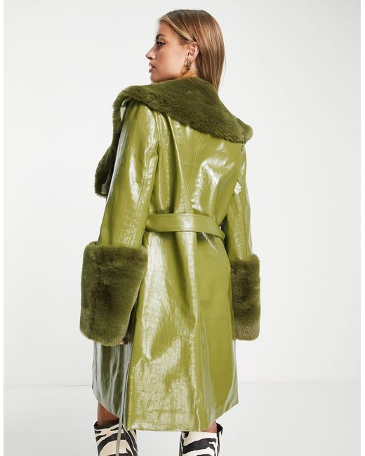 JAYLEY Green Multi Faux Fur Bum Bag