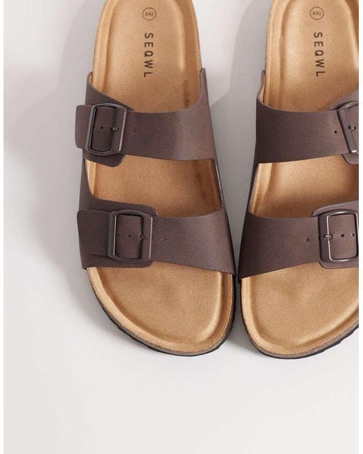 SEQWL Brown Molsen Sandals With Buckles for men