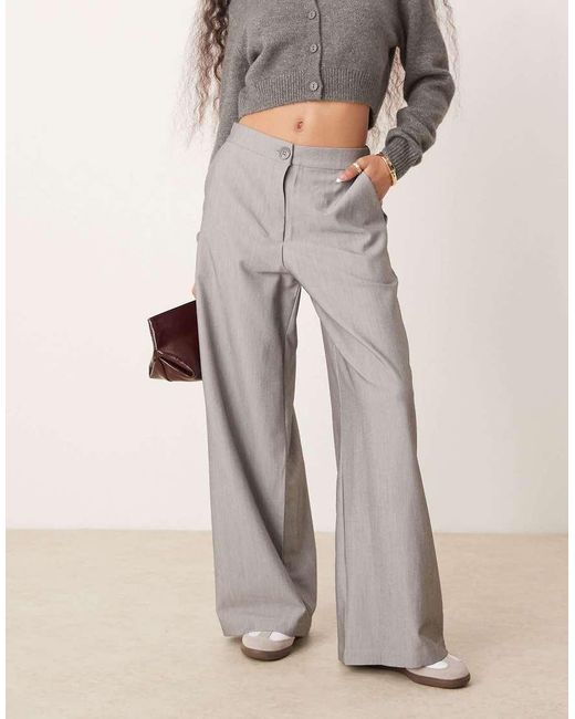 ASOS Natural Petite Tailored Relaxed Straight Leg Pants