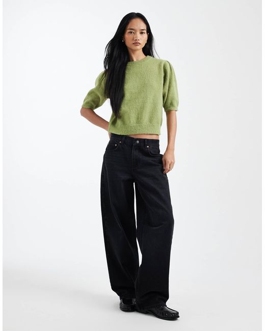 ASOS Green – kurzärmliges, tailliertes strickoberteil