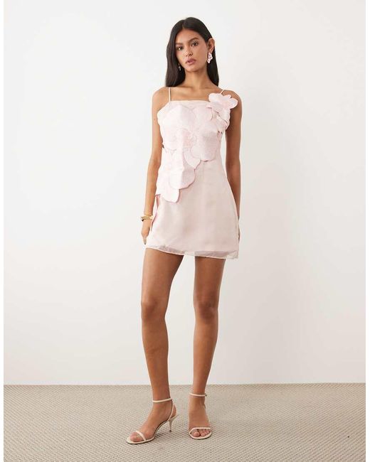 JW PEI Pink Orchid Applique Tailored Cami Mini Dress