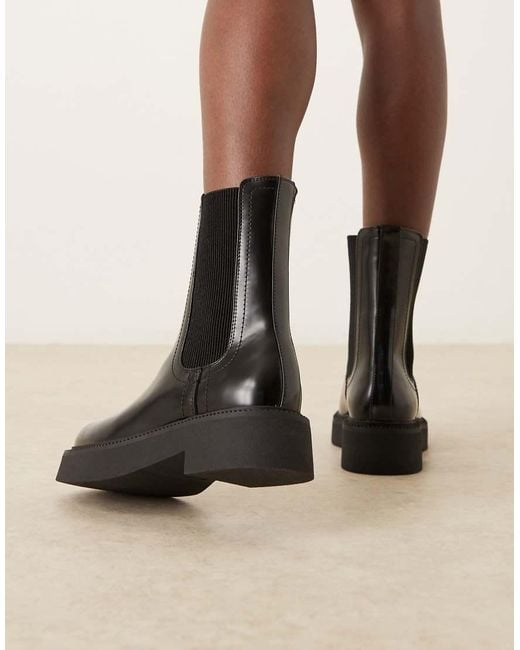 ASOS Black Andy Flat Chunky Chelsea Boots