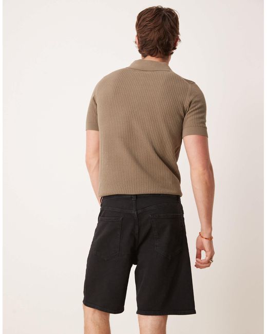 SELECTED Black Alex Regular Fit Denim Shorts for men