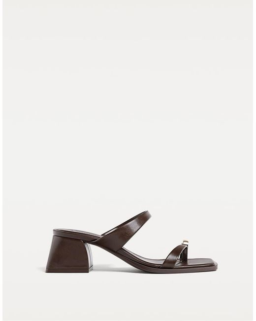 Stradivarius White High Heel Sandals With Metal Detail