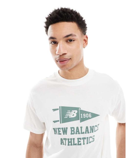 New Balance White Varsity Pennant T-Shirt for men