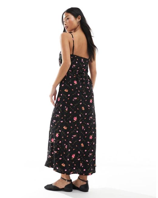 Miss Selfridge Black Strappy Scoop Neck Maxi Slip Dress