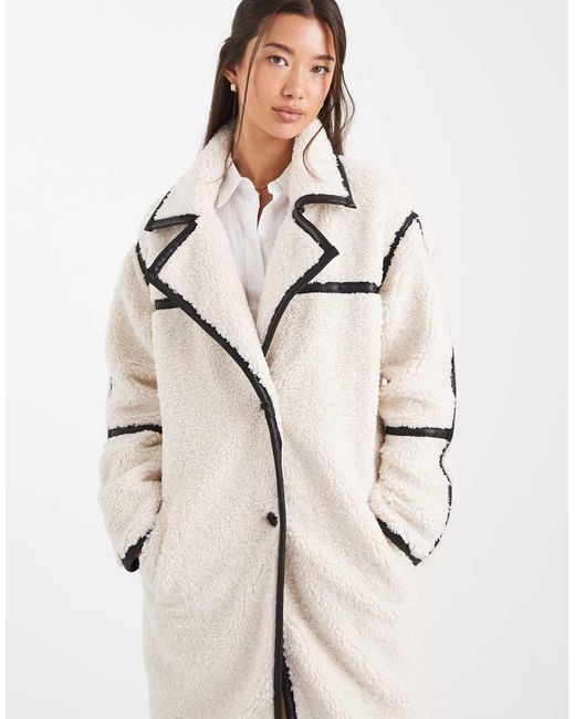 Wednesday's Girl White Longline Fluffy Teddy Midaxi Coat