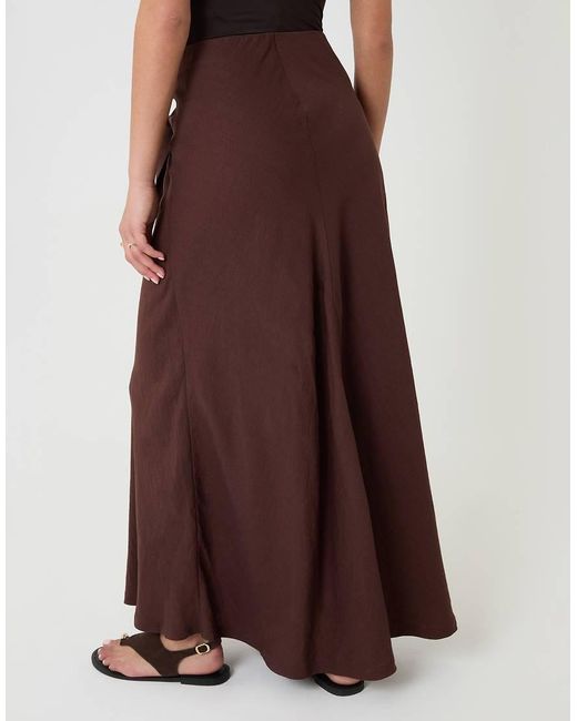 Threadbare Brown Tie Sash Midi Skirt