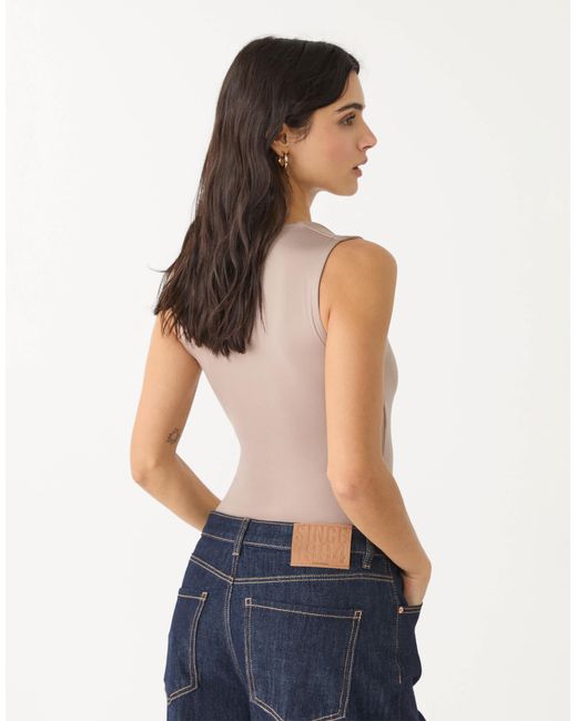 Body en polyamide à encolure carrée - beige Stradivarius en coloris Blue