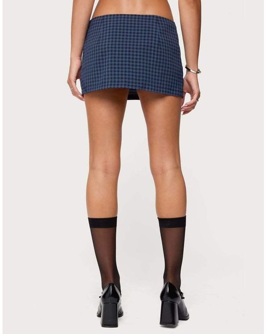 Edikted Blue Winsley Gingham Mini Skort