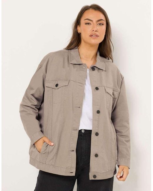 Yours Clothing Natural Oversized Denim Jacket