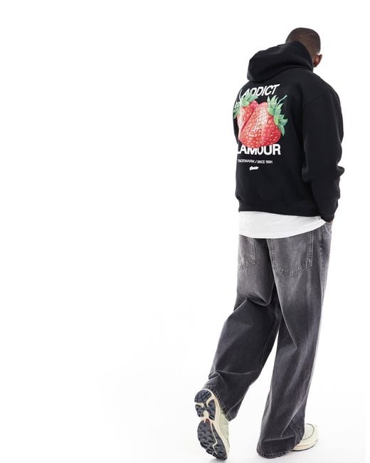 Sweat à capuche avec imprimé fraise au dos Pull&Bear pour homme en coloris Blue